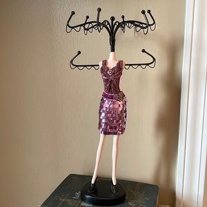 Jewelry Stand Mannequin Dress Purple 13”